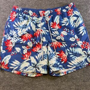Goodfellow & Co Mens XL Floral Swim Shorts Blue Red White Hawaiian Lined Trunks